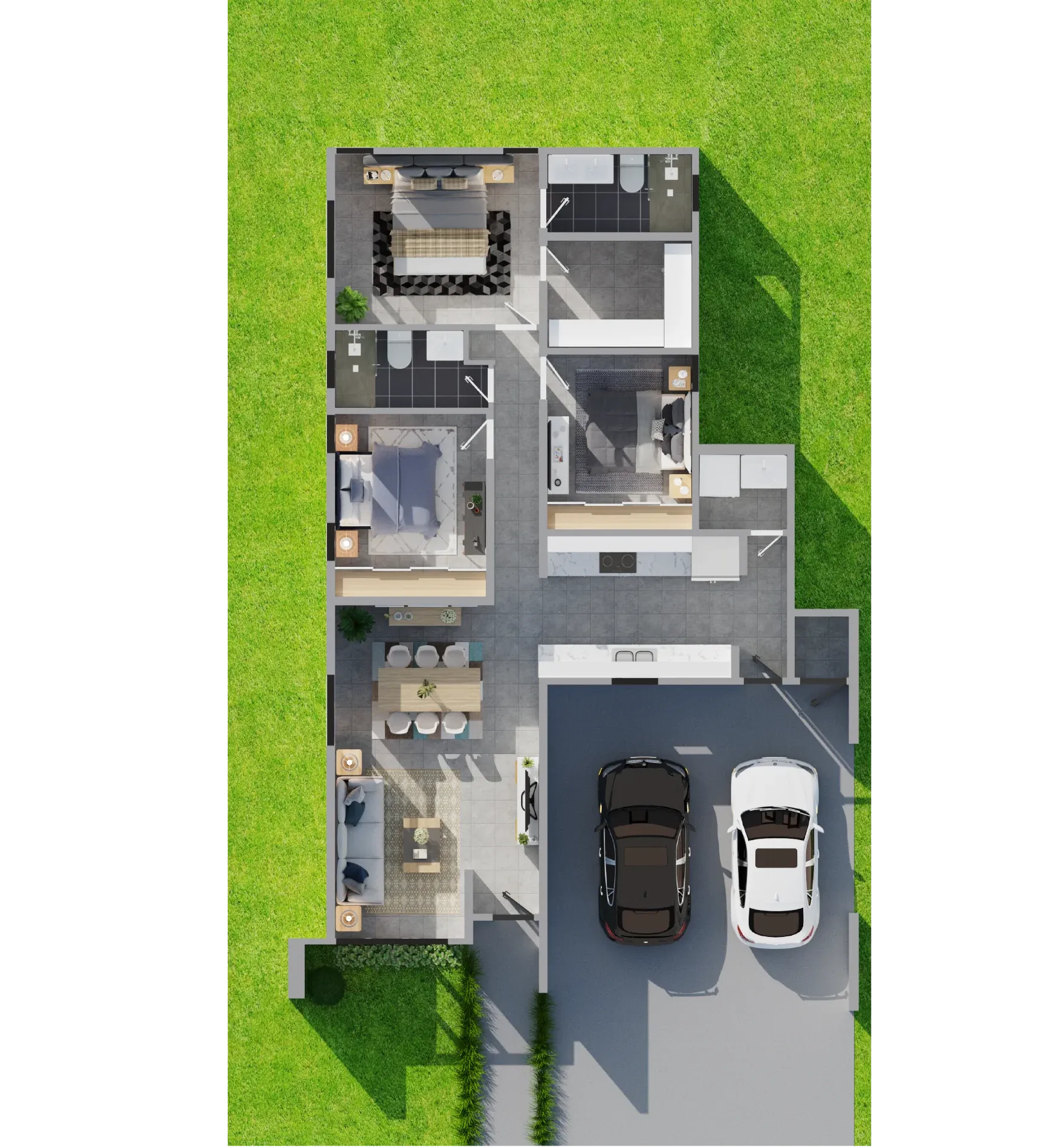 Vista isométrica 3D de la distribución de una casa de Masías at the Hills (2 de 4)
