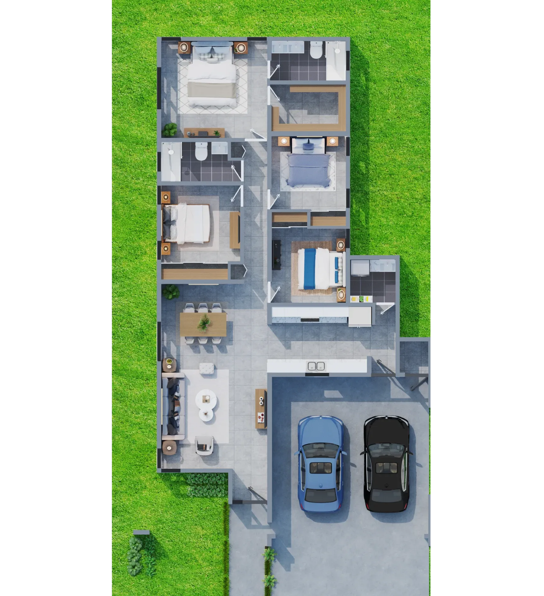 Vista isométrica 3D de la distribución de una casa de Masías at the Hills (3 de 4)
